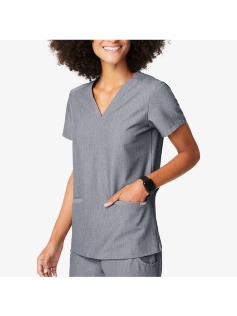 Figs Casma™ Three-Pocket Scrub Top Size XS V-Neck Short Sleeve Graphite #FW1100
